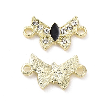 Alloy Enamel Connector Charms, Butterfly Links, with Crystal Rhinestone, Light Gold, Cadmium Free & Lead Free