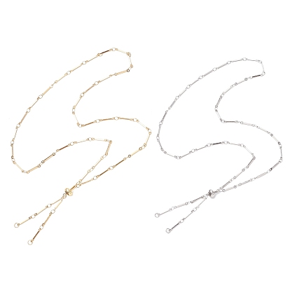 2 шт. 2 цвета 304 изготовление цепочек из нержавеющей стали с плоскими звеньями, с латунными скользящими бусинами