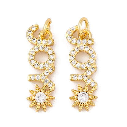 Латунные микро проложить кубического циркония подвески, без кадмия, без никеля и без свинца, с целью перехода в кольце, настоящее 18k позолоченное слово радость с солнечными подвесками