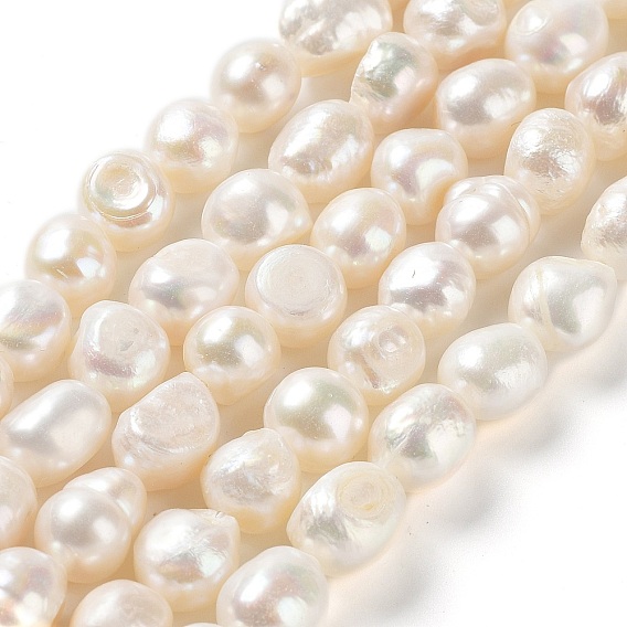 Нити из натурального культивированного пресноводного жемчуга, две боковые полированные, класс 2а+