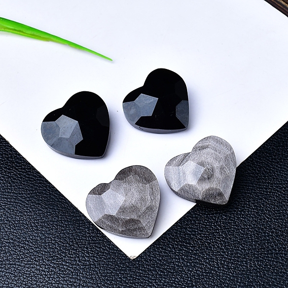 Натуральный обсидиан резное сердце скульптура витрина украшения, для домашнего офисного стола