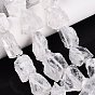 Natural Quartz Crystal Rough Beads Strands, Rock Crystal, Nuggets, with Glass Beads