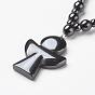 Non-magnetic Synthetic Hematite Pendant Necklaces, with Magnetic Clasps, Angel