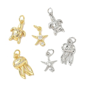 Латунные микро проложить кубического циркония подвески, медуза/черепаха/морская звезда, стойки покрытие, долговечный, без кадмия и без свинца, с целью перехода в кольце