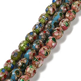 Бусины ручной работы перегородчатой, овальные с цветком