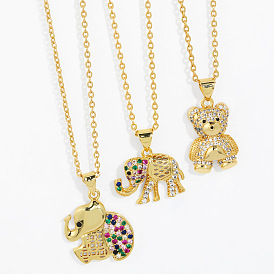 Adorable Bear and Elephant Necklace for Women with Unique Design - NKB758