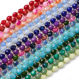 Бусины из натурального белого нефрита, окрашенные, граненые, в форме риса, с бисером