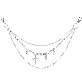 Брелок-ключ в виде крестообразного замка из сплава 3 ремни с цепочкой для брюк