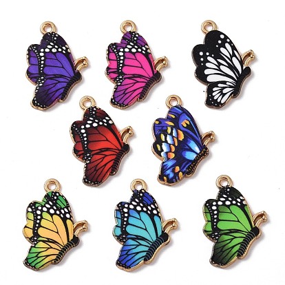 Alloy Enamel Pendants, Butterfly Charm