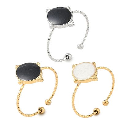 Ионное покрытие (ip) 304 овальные манжетные кольца из эмали из нержавеющей стали, открытые кольца для женщин