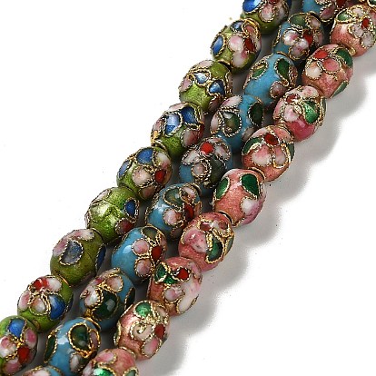 Бусины ручной работы перегородчатой, овальные с цветком