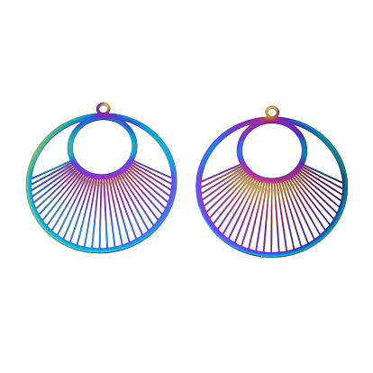 Ионное покрытие (ip) 201 филигранные подвески из нержавеющей стали, гравированные металлические украшения, плоско-круглые