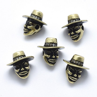 Brass Beads, with Cubic Zirconia, Cadmium Free & Nickel Free & Lead Free, Human