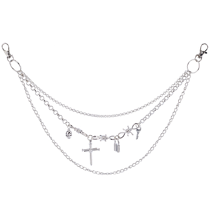 Брелок-ключ в виде крестообразного замка из сплава 3 ремни с цепочкой для брюк