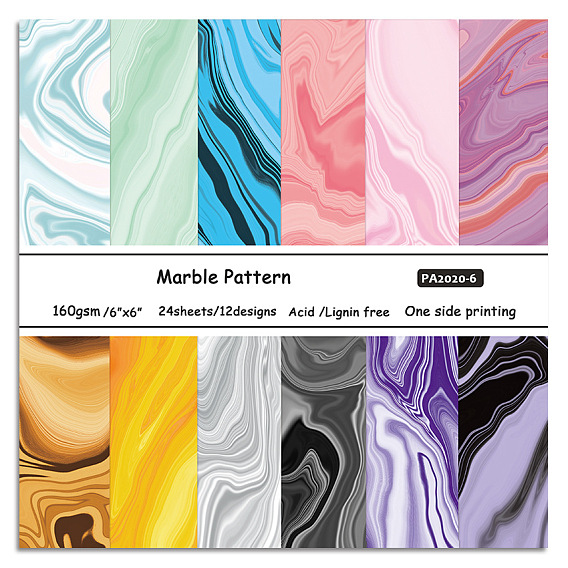 24 Sheets 12 Styles Scrapbook Paper Pad, for DIY Album Scrapbook, Greeting Card, Background Paper, Diary Decorative, Mixed Pattern