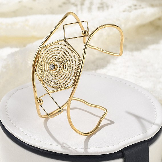 304 женские браслеты-манжеты из нержавеющей стали, шестиугольник, со стразами