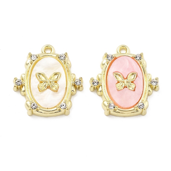 Подвеска из сплава ацетата целлюлозы со стразами, бабочка, золотые