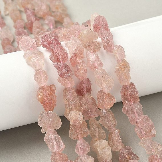 Необработанные грубые нити из натурального клубничного кварца, самородки