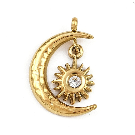 304 из нержавеющей стали горный хрусталь подвески, амулеты луны и солнца