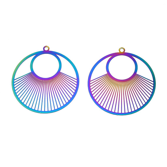 Ионное покрытие (ip) 201 филигранные подвески из нержавеющей стали, гравированные металлические украшения, плоско-круглые