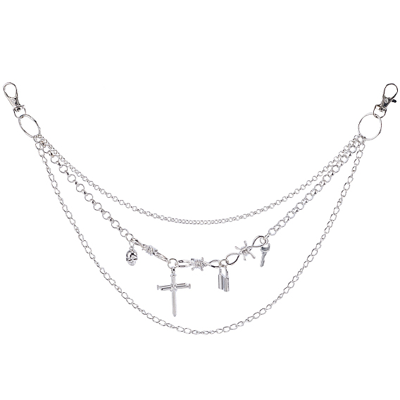 Брелок-ключ в виде крестообразного замка из сплава 3 ремни с цепочкой для брюк