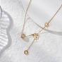 Латунные микропаве из прозрачных кубических цирконий с подвеской в виде столбчатой бусины и диска любви, ожерелья с цепочкой и кабелем