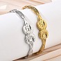 304 Stainless Steel Hinged Cuff Bangles, Moon
