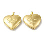 Rack Plating Brass Locket Pendants, Heart with Word I Love You Charm, Cadmium Free & Lead Free, Long-Lasting Plated