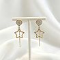 304 Stainless Steel & Crystal Rhinestone Stud Dangle Earrings for Women, Star
