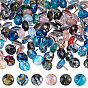 100Pcs Iron Drawing Pins, with Glss Cabochons, Flat Round, Platinum