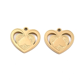 Ion Plating(IP) 304 Stainless Steel Charms, Heart Charm