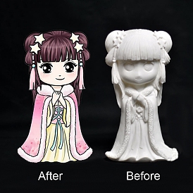 DIY Unpainted Girl Gypsum Doll Crafts, Plaster Painted Dolls for Kids Painting & Drawing Toy Supplies