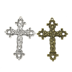 Tibetan Style Alloy Big Pendants, Cross with Flower