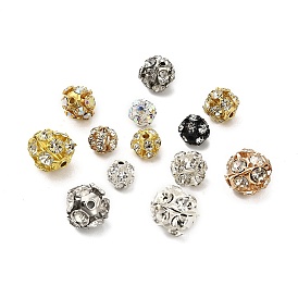 Brass Rhinestone Beads, Round