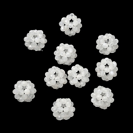 Natural White Moonstone Woven Beads, Cluster Beads, Faceted, Round