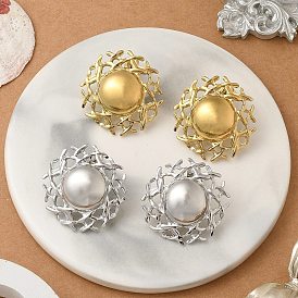 Ионное покрытие (ip) 304 плоские круглые серьги-гвоздики из нержавеющей стали для женщин