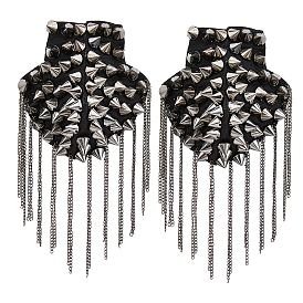 Железный модный погон с кисточками, съемный плечевой значок с заклепками в стиле панк, с пластиковой и войлочной фурнитурой