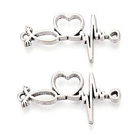 Звенья / разъемы из сплава в тибетском стиле, сердцебиение, без кадмия и без свинца