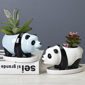 Cute Panda Succulent Planter Pots, Ceramic Flower Cactus Holder, for Indoor Plants