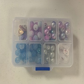 Kit de fabrication de bracelets sur le thème de l'océan, y compris les pendentifs en émail et en résine en alliage de coquillage et de sirène, imitation perle acrylique & plastique ABS & perles de verre