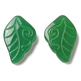 Dyed Natural Malaysia Jade Caraved Cabochons, Leaf