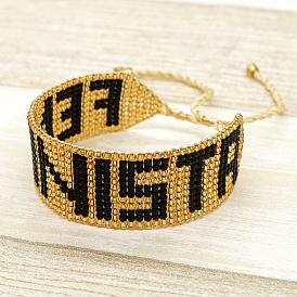 Браслеты из бисера и стеклянных бусин для женщин, слово феминистка