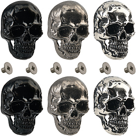 6шт. 3 цветные литые декоративные заклепки, с винтом, для кошелька, , украшение кожаных ремесел, череп