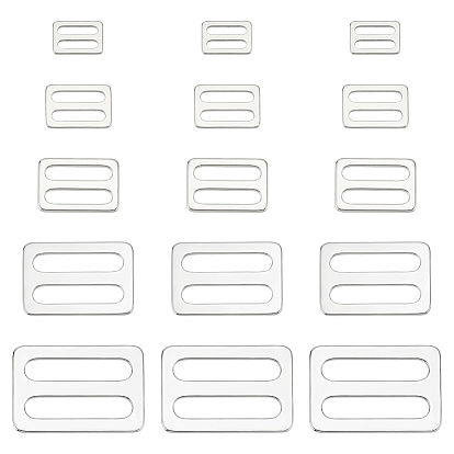 15 шт. 5 стиль 304 пряжки-слайдеры из нержавеющей стали, регулируемые застежки, для ремня кожаный ремень сумка для ремня, прямоугольные