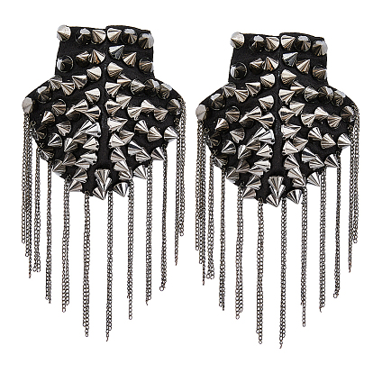 Железный модный погон с кисточками, съемный плечевой значок с заклепками в стиле панк, с пластиковой и войлочной фурнитурой