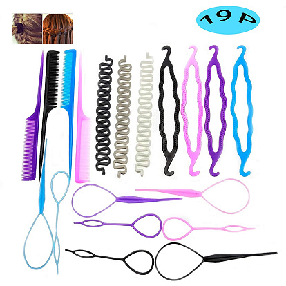 19-Piece Set of Black Plastic Hairpin Hooks for Stylish Colorful Updos and Braids