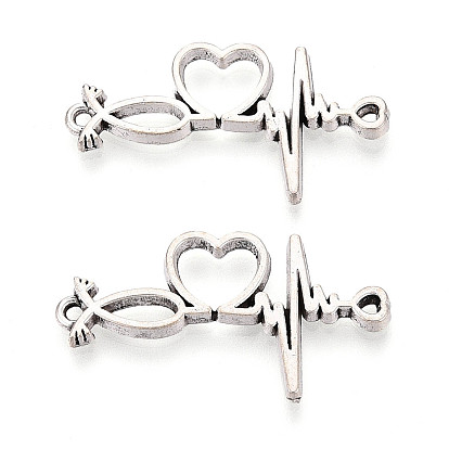 Звенья / разъемы из сплава в тибетском стиле, сердцебиение, без кадмия и без свинца