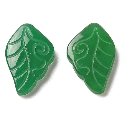 Окрашенный натуральный малайзийский нефрит резные кабошоны, лист