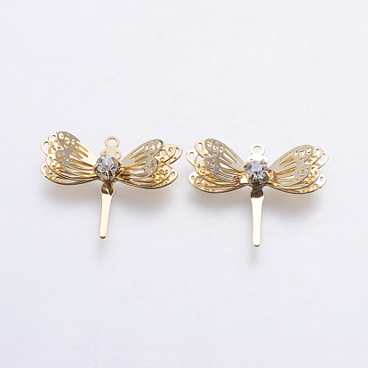 Латунные подвески, долговечный, реальный 18 k позолоченный, без никеля , стрекоза