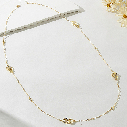 Simple Iron Double Ring Cable Chain Long Necklaces for Women